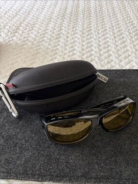 Men's Duco Black Sunglasses with Amber Lenses and Protective Case